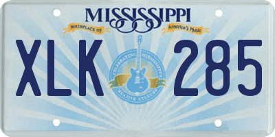 MS license plate XLK285