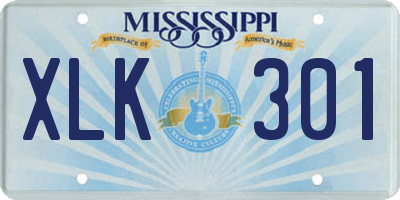 MS license plate XLK301