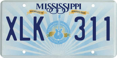 MS license plate XLK311