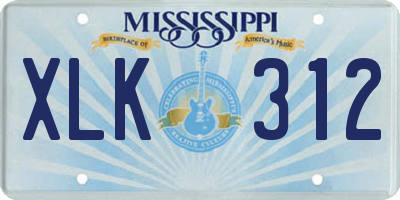 MS license plate XLK312