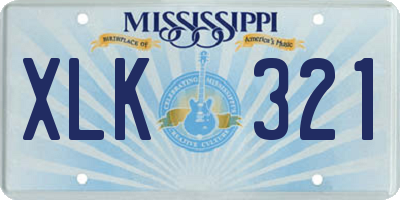 MS license plate XLK321