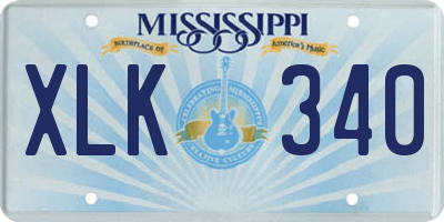 MS license plate XLK340