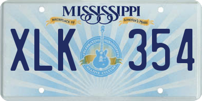 MS license plate XLK354