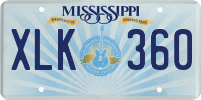 MS license plate XLK360