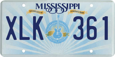 MS license plate XLK361