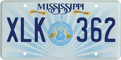 MS license plate XLK362