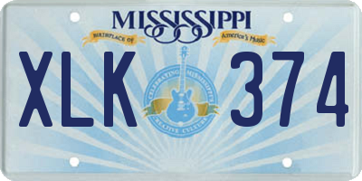 MS license plate XLK374