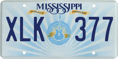 MS license plate XLK377