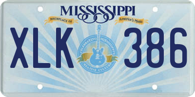 MS license plate XLK386
