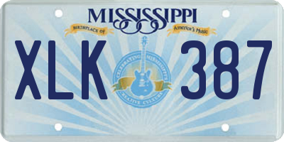 MS license plate XLK387