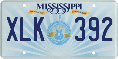 MS license plate XLK392