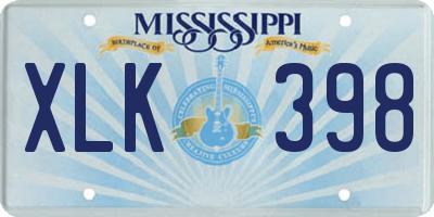 MS license plate XLK398