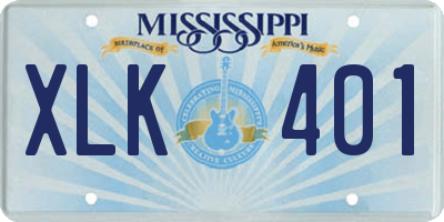 MS license plate XLK401