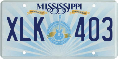 MS license plate XLK403