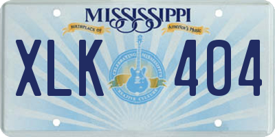 MS license plate XLK404