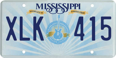 MS license plate XLK415