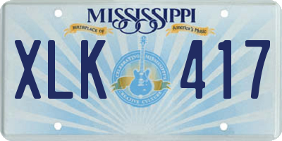 MS license plate XLK417