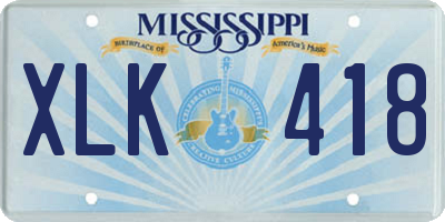 MS license plate XLK418