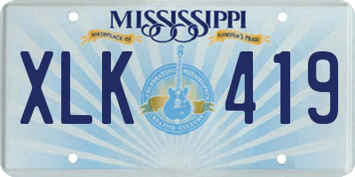 MS license plate XLK419