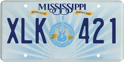 MS license plate XLK421