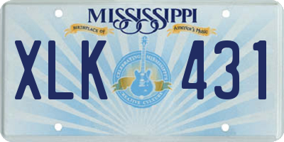 MS license plate XLK431