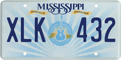 MS license plate XLK432