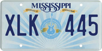 MS license plate XLK445