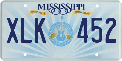 MS license plate XLK452