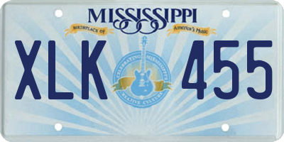 MS license plate XLK455