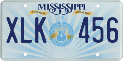 MS license plate XLK456