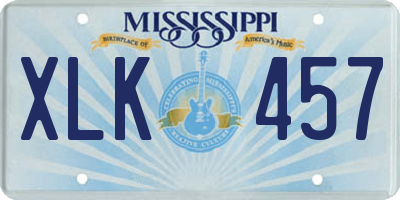 MS license plate XLK457