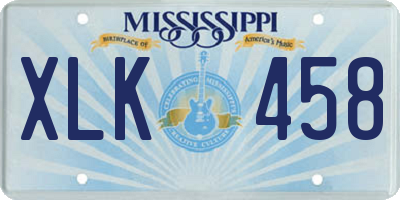 MS license plate XLK458