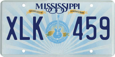MS license plate XLK459