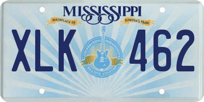 MS license plate XLK462