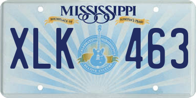 MS license plate XLK463