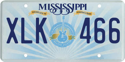 MS license plate XLK466