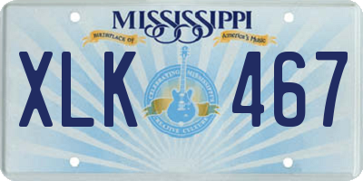MS license plate XLK467