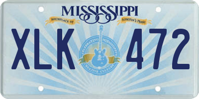 MS license plate XLK472