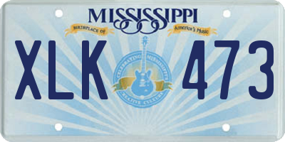 MS license plate XLK473