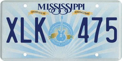 MS license plate XLK475