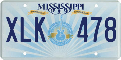 MS license plate XLK478