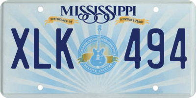 MS license plate XLK494