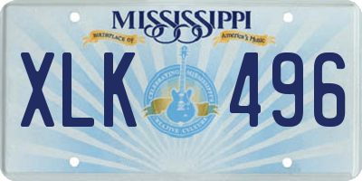 MS license plate XLK496