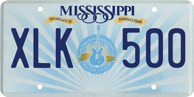 MS license plate XLK500
