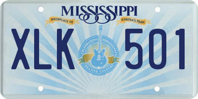 MS license plate XLK501