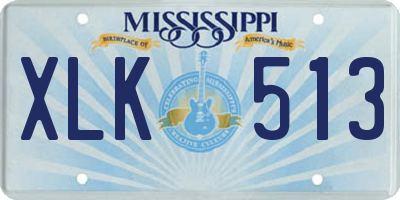 MS license plate XLK513