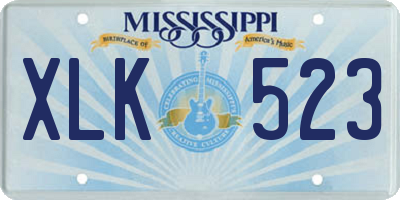 MS license plate XLK523