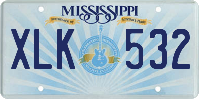 MS license plate XLK532