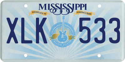 MS license plate XLK533