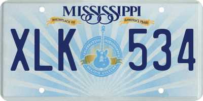 MS license plate XLK534